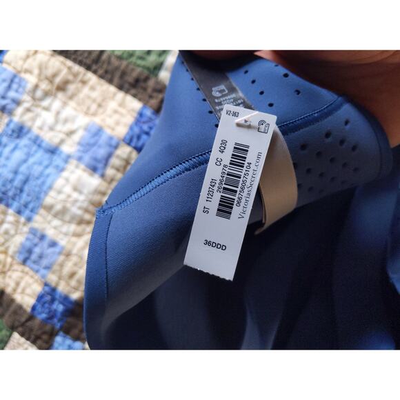 Victoria's Secret VSX Front Zip Sports Bra Size 36DDD Turquoise Blue NWT - Picture 4 of 9